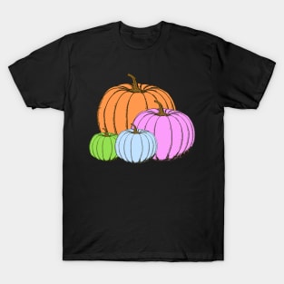 Cute Pumpkins Design in Orange, Blue, Green and Purple T-Shirt